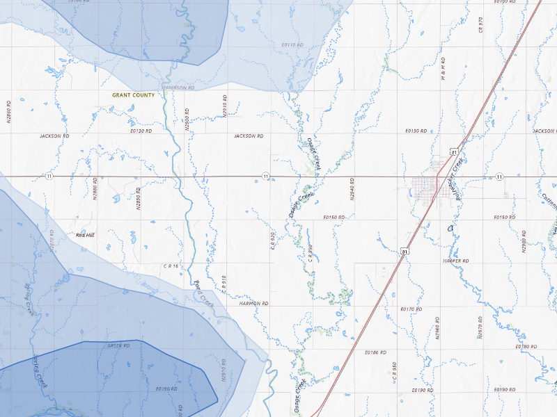 NEXRAD radar-signature map of the hail storm over Medford, OK on Aug 6, 2026