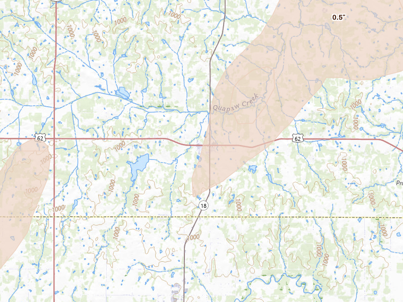 Radar-estimated hail-size map of the storm over Meeker, OK on Mar 6, 2026