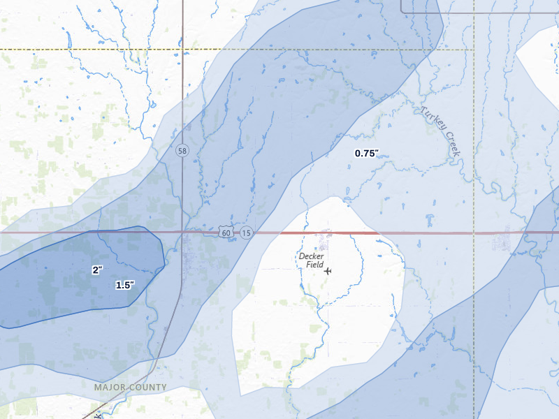 NEXRAD radar-signature map of the hail storm over Meno, OK on May 29, 2026
