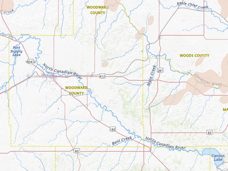 Radar-estimated hail-size map of the storm over Mooreland, OK on Jun 12, 2026