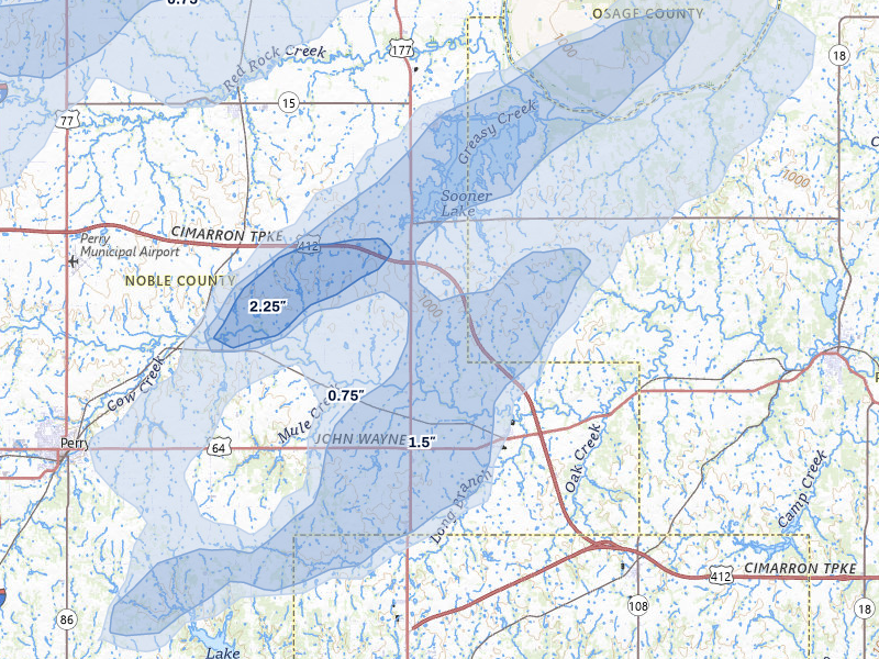 NEXRAD radar-signature map of the hail storm over Morrison, OK on Apr 1, 2026