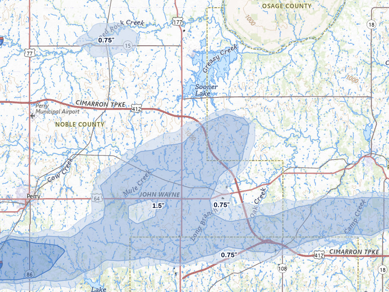 NEXRAD radar-signature map of the hail storm over Morrison, OK on Apr 17, 2026