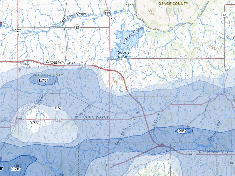 NEXRAD radar-signature map of the hail storm over Morrison, OK on Apr 23, 2026
