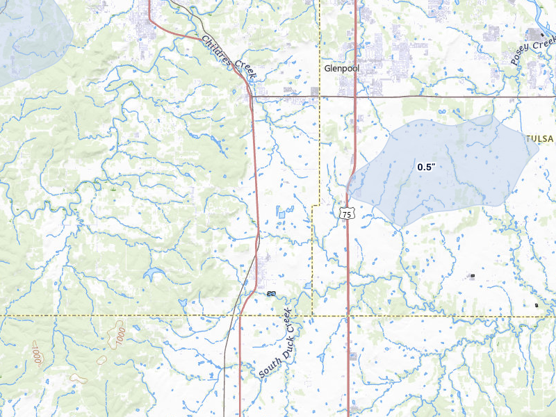 NEXRAD radar-signature map of the hail storm over Mounds, OK on Jun 1, 2026
