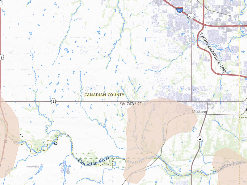 Radar-estimated hail-size map of the storm over Mustang, OK
