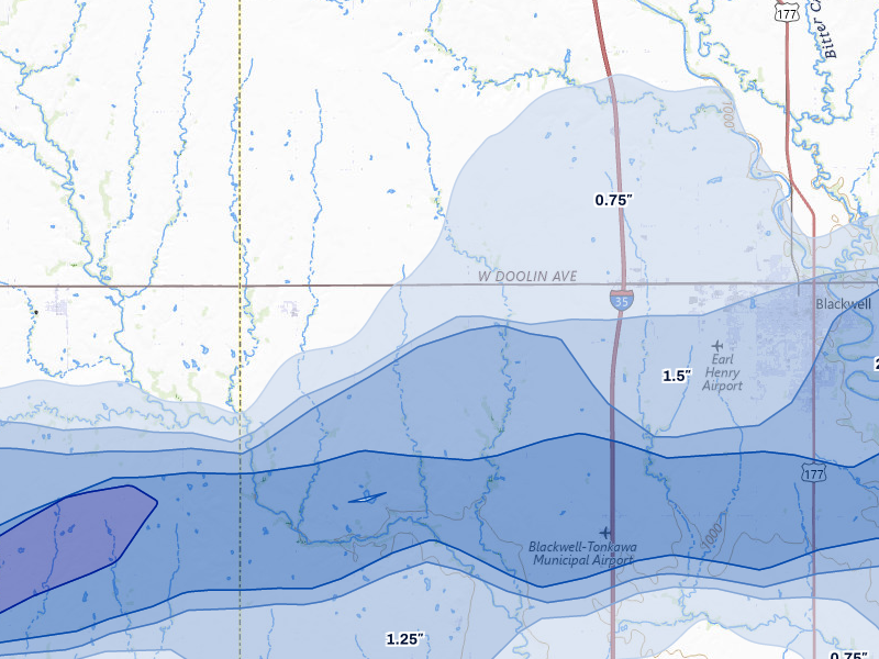 NEXRAD radar-signature map of the hail storm over Nardin, OK on Apr 17, 2026