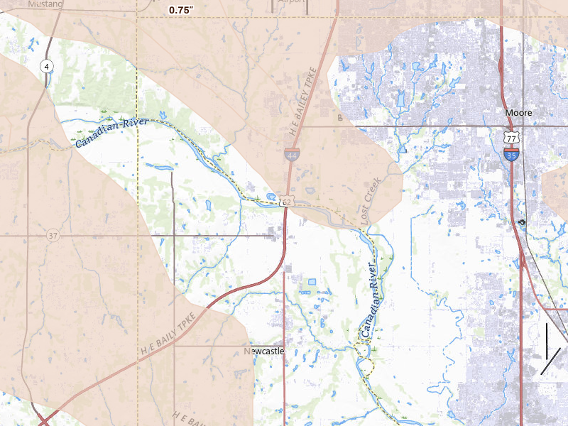 Radar-estimated hail-size map of the storm over Newcastle, OK on May 8, 2026