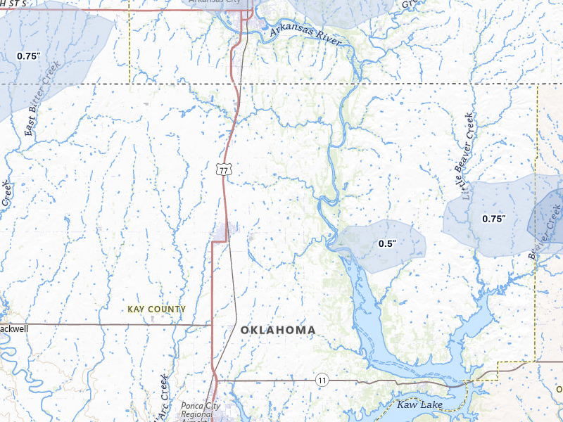NEXRAD radar-signature map of the hail storm over Newkirk, OK on May 29, 2026