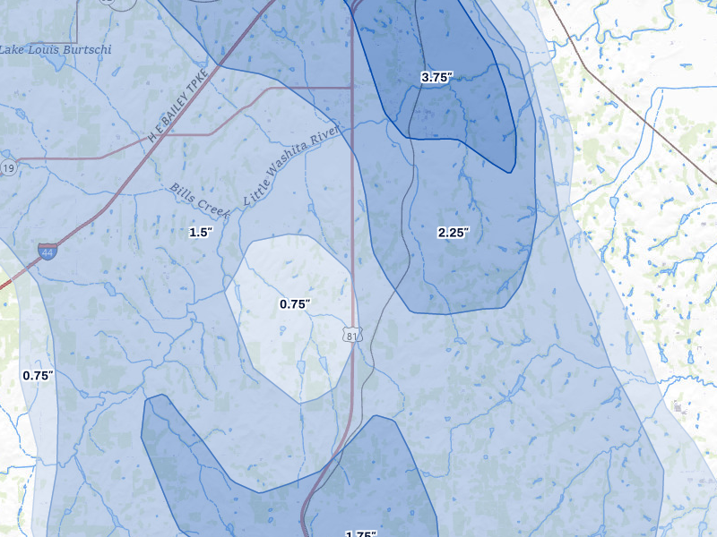 NEXRAD radar-signature map of the hail over Ninnekah, OK