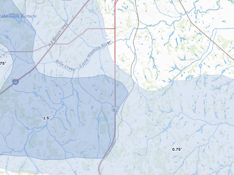 NEXRAD radar-signature map of the hail over Ninnekah, OK