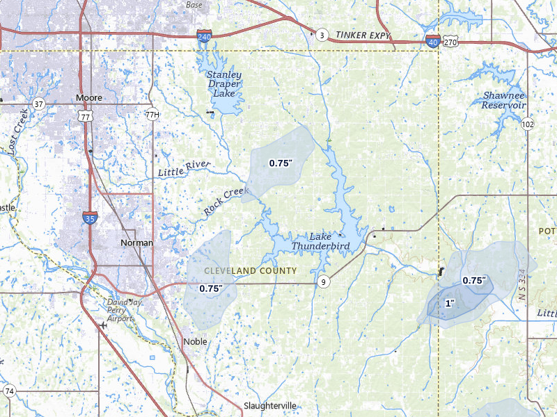 NEXRAD radar-signature map of the hail storm over Norman, OK on Mar 6, 2026