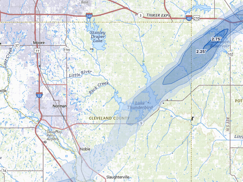 NEXRAD radar-signature map of the hail storm over Norman, OK on Apr 28, 2026