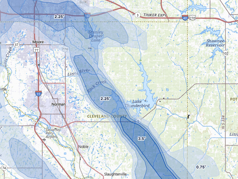 NEXRAD radar-signature map of the hail storm over Norman, OK on May 8, 2026