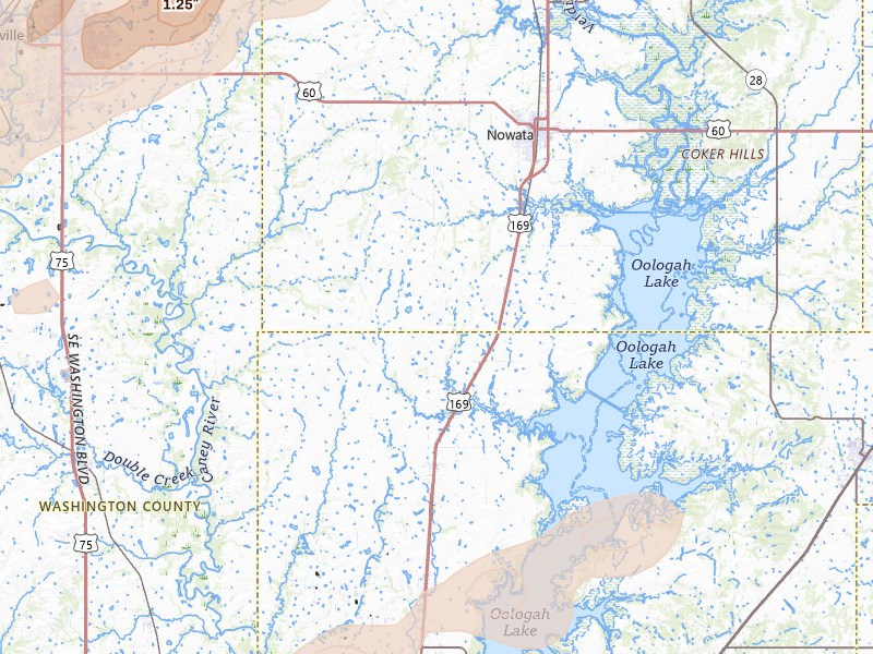 Radar-estimated hail-size map of the storm over Nowata, OK on Apr 28, 2026
