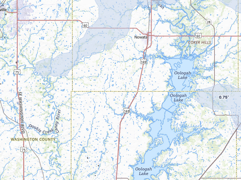 NEXRAD radar-signature map of the hail storm over Nowata, OK on May 4, 2026