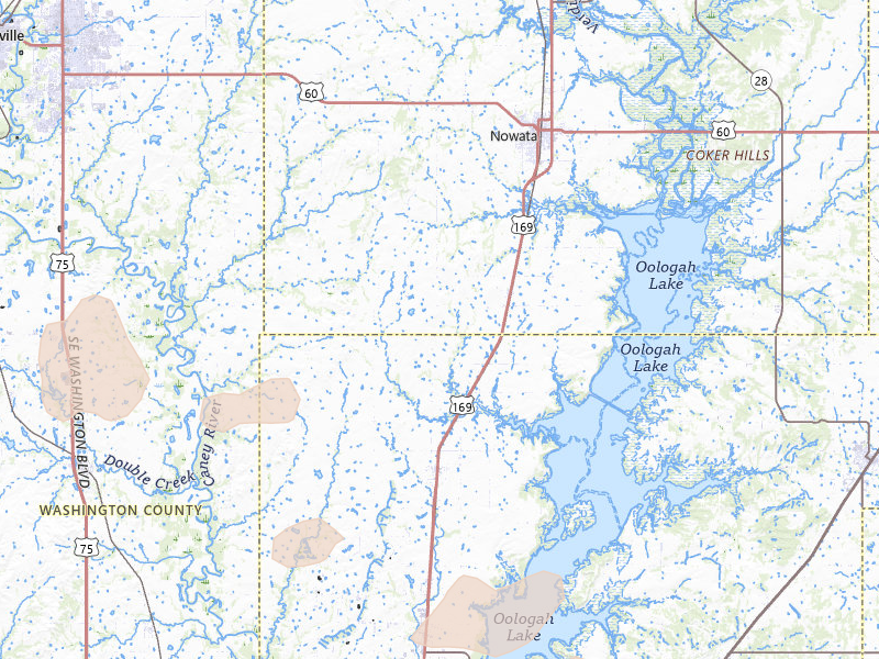 Radar-estimated hail-size map of the storm over Nowata, OK on Jun 25, 2026
