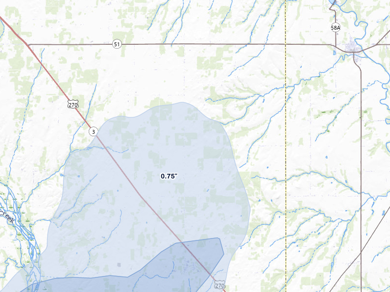 NEXRAD radar-signature map of the hail storm over Oakwood, OK on Jun 1, 2026