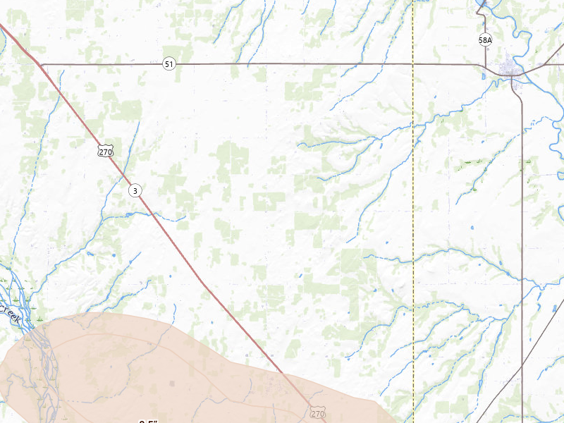 Radar-estimated hail-size map of the storm over Oakwood, OK on Jul 4, 2026