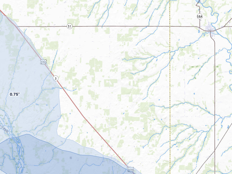 NEXRAD radar-signature map of the hail over Oakwood, OK