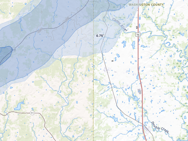 NEXRAD radar-signature map of the hail storm over Ochelata, OK on Apr 28, 2026