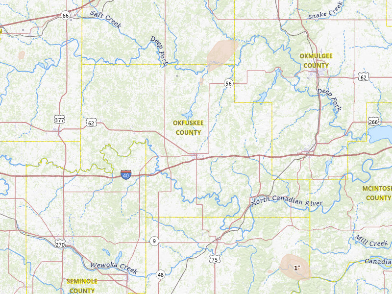 Radar-estimated hail-size map of the storm over Okemah, OK on Jun 12, 2026