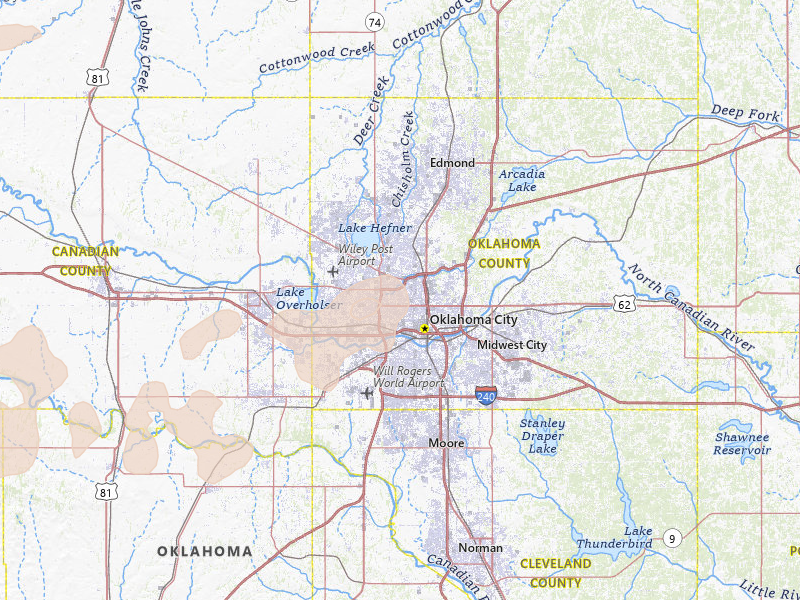 Radar-estimated hail-size map of the storm over Oklahoma City, OK on Apr 3, 2026