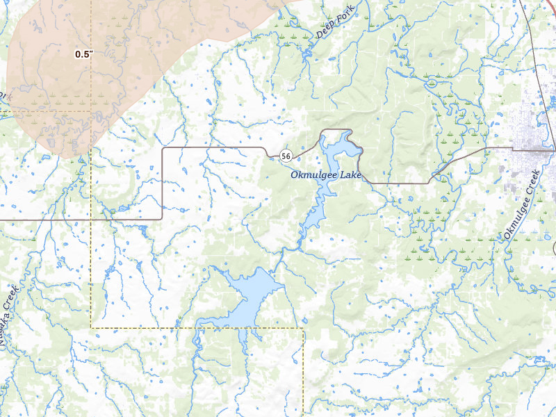 Radar-estimated hail-size map of the storm over Okmulgee, OK
