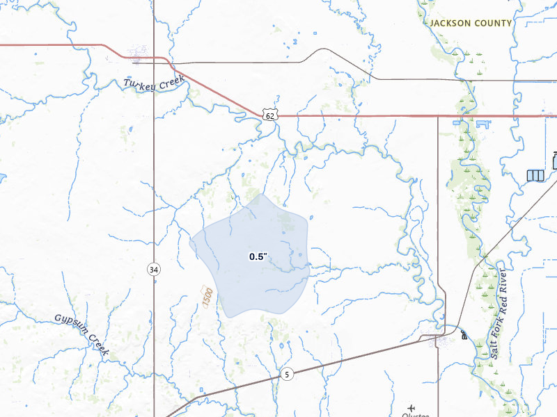 NEXRAD radar-signature map of the hail storm over Olustee, OK on Mar 30, 2026