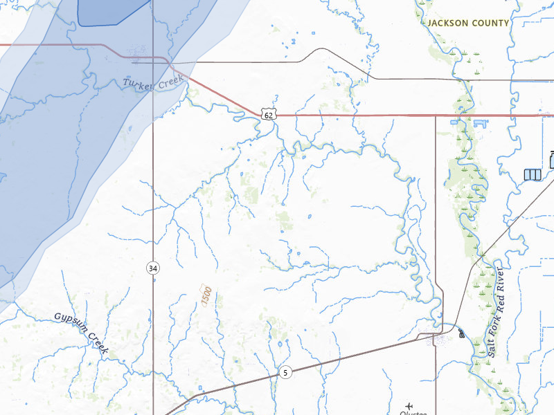 NEXRAD radar-signature map of the hail storm over Olustee, OK on May 18, 2026