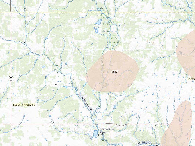 Radar-estimated hail-size map of the storm over Overbrook, OK