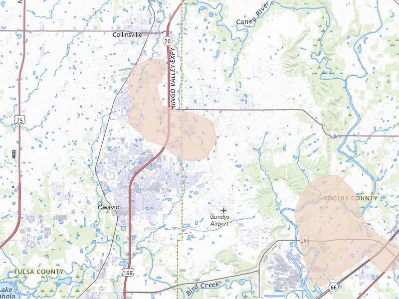 Radar-estimated hail-size map of the storm over Owasso, OK on Jul 4, 2026