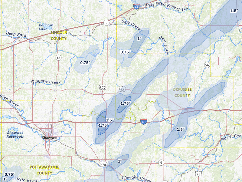 NEXRAD radar-signature map of the hail storm over Paden, OK on Mar 6, 2026