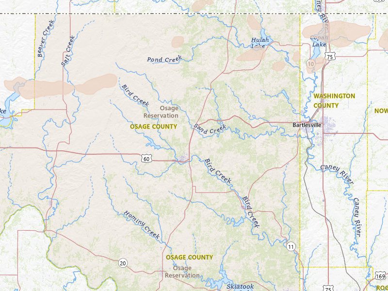 Radar-estimated hail-size map of the storm over Pawhuska, OK on May 4, 2026