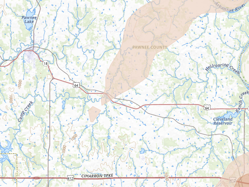 Radar-estimated hail-size map of the storm over Pawnee, OK on Apr 1, 2026