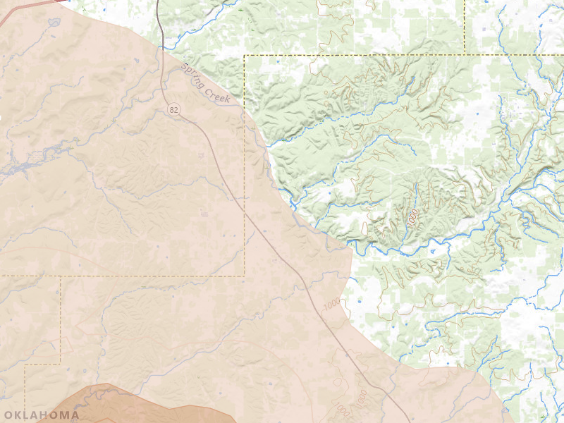 Radar-estimated hail-size map of the storm over Peggs, OK on Jun 11, 2026