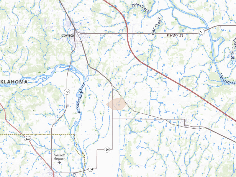 Radar-estimated hail-size map of the storm over Porter, OK on Jun 2, 2026