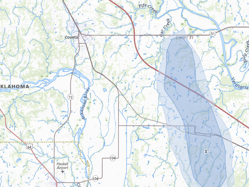 NEXRAD radar-signature map of the hail storm over Porter, OK on Jul 11, 2026