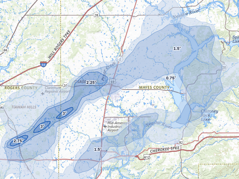 NEXRAD radar-signature map of the hail storm over Pryor, OK on Mar 6, 2026