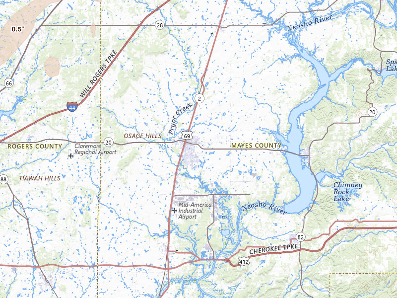 Radar-estimated hail-size map of the storm over Pryor, OK on Apr 3, 2026
