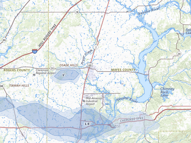 NEXRAD radar-signature map of the hail storm over Pryor, OK on Jun 1, 2026