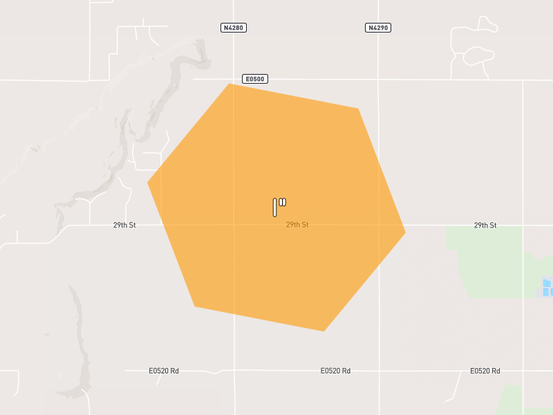 Hail map of Pryor, OK on Jun 2, 2026, hail up to 1"
