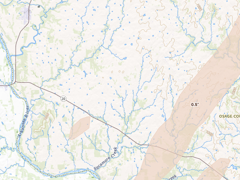 Radar-estimated hail-size map of the storm over Ralston, OK on Apr 15, 2026