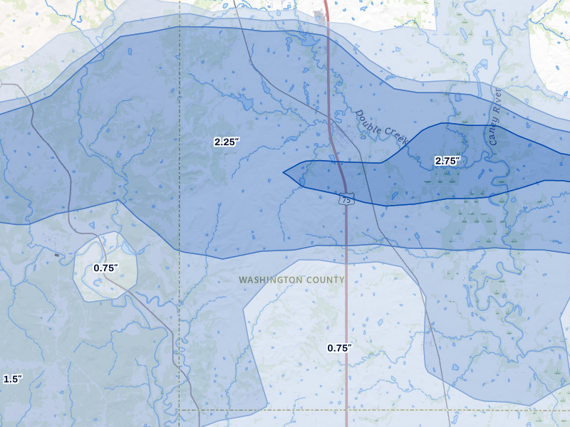 NEXRAD radar-signature map of the hail over Ramona, OK