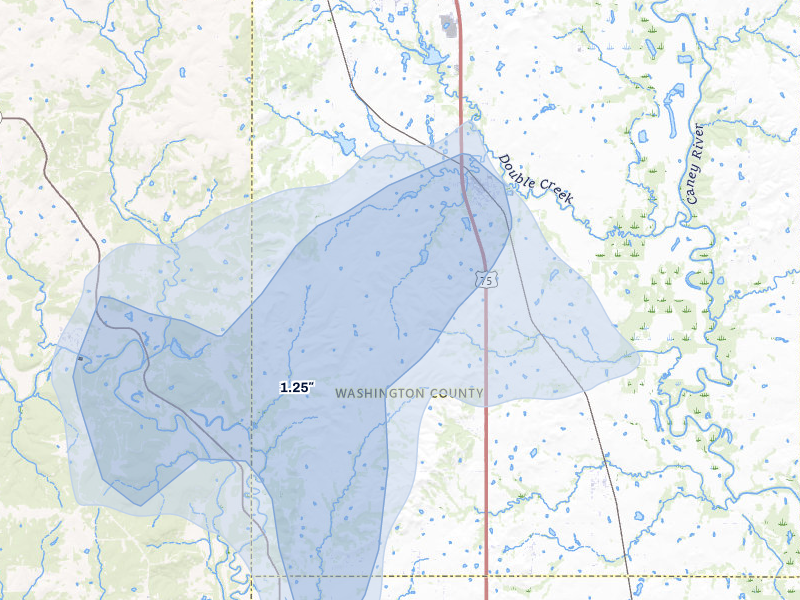 NEXRAD radar-signature map of the hail storm over Ramona, OK on Jun 1, 2026
