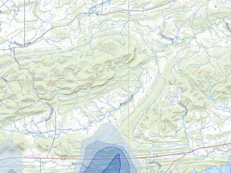 NEXRAD radar-signature map of the hail storm over Red Oak, OK on Aug 26, 2026