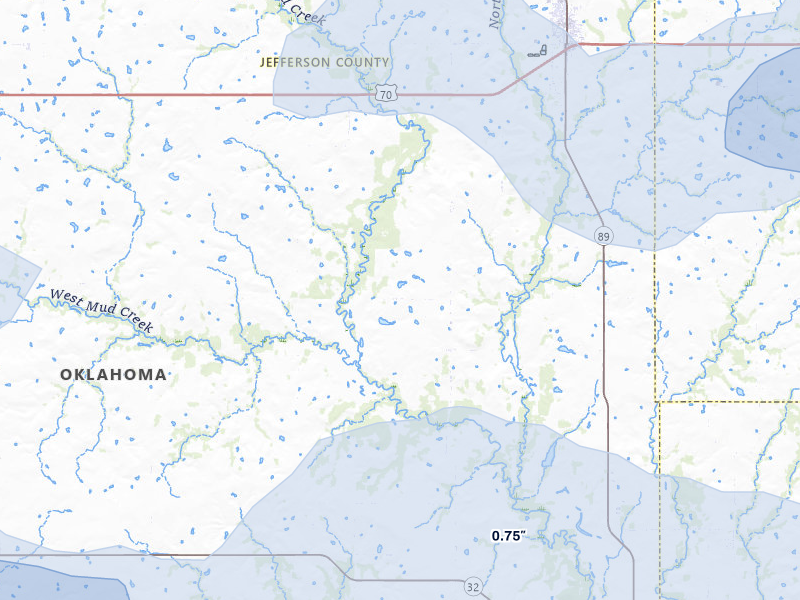 NEXRAD radar-signature map of the hail storm over Ringling, OK on Apr 25, 2026