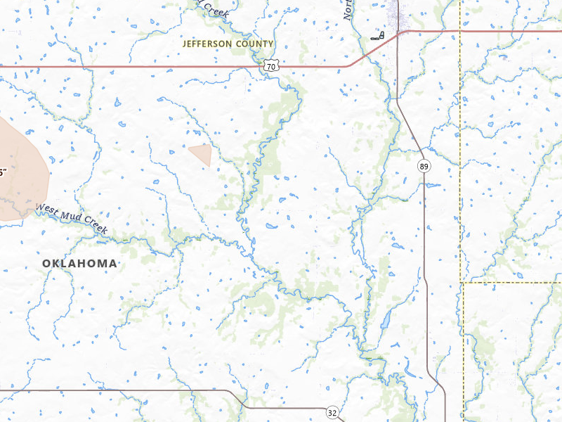 Radar-estimated hail-size map of the storm over Ringling, OK on Jun 21, 2026