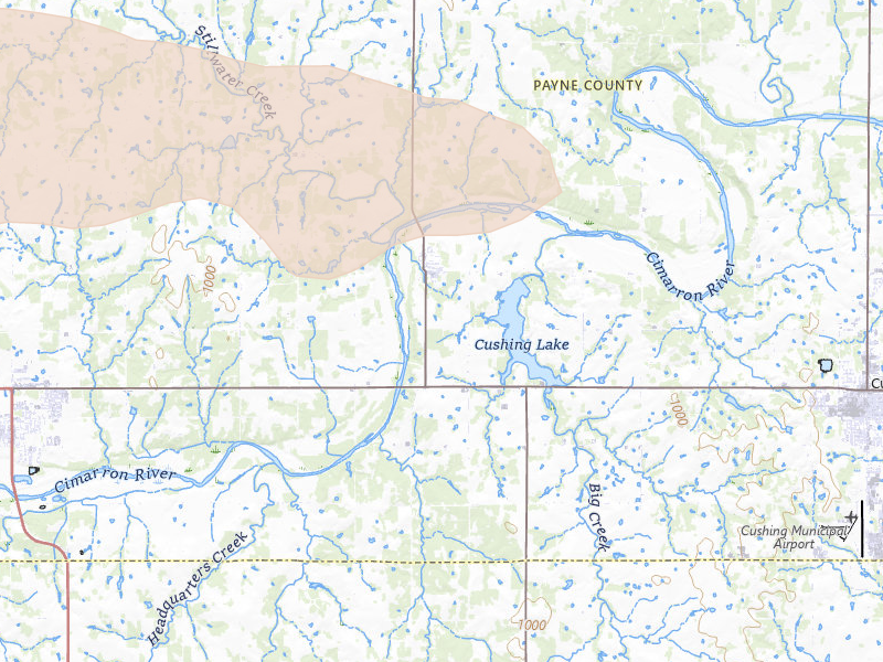 Radar-estimated hail-size map of the storm over Ripley, OK on Jun 26, 2026