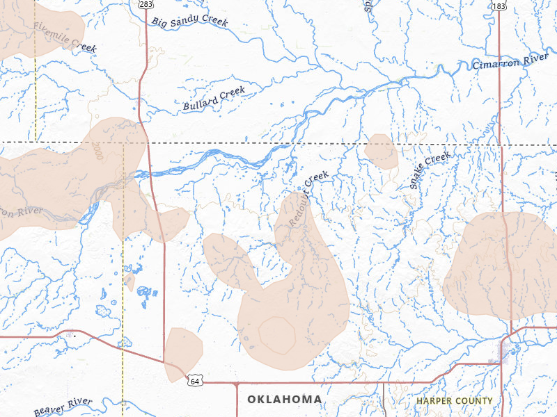 Radar-estimated hail-size map of the storm over Rosston, OK on Jun 12, 2026