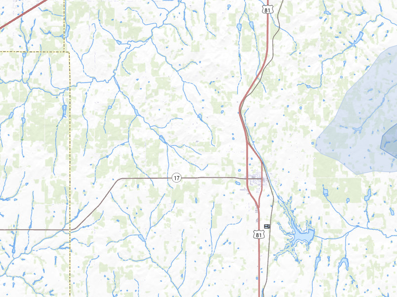 NEXRAD radar-signature map of the hail over Rush Springs, OK